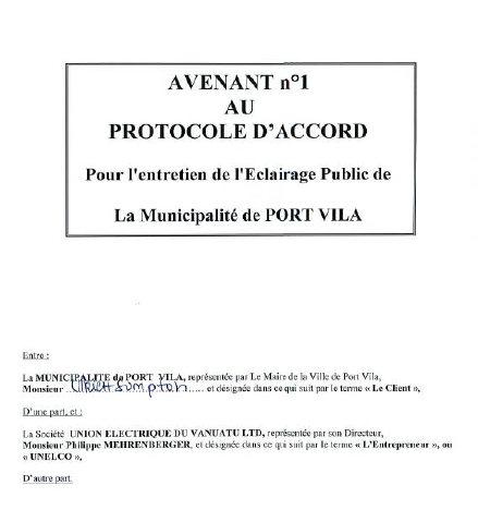 Figure 1: Addendum to SL contract between UNELCO and the Municipality