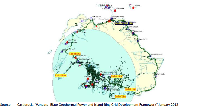 Figure 4.6: Location of Geothermal Development and Existing Electricity Network